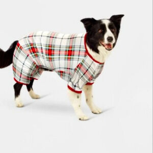 Target soft red white and green PJ sweater‎ dog costume outfit